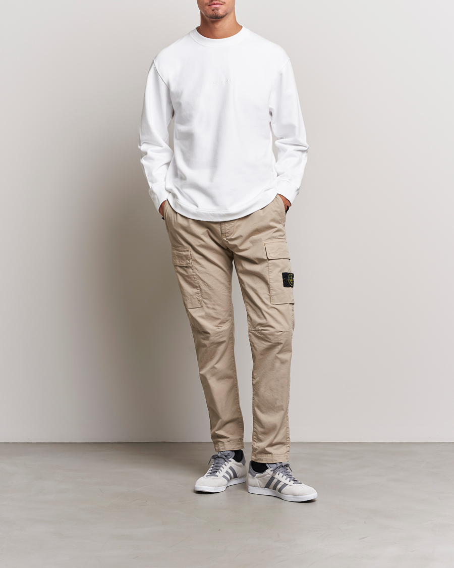 Hombres | Jerséis y prendas de punto | Stone Island | Garment Dyed Fleece Logo Sweatshirt White