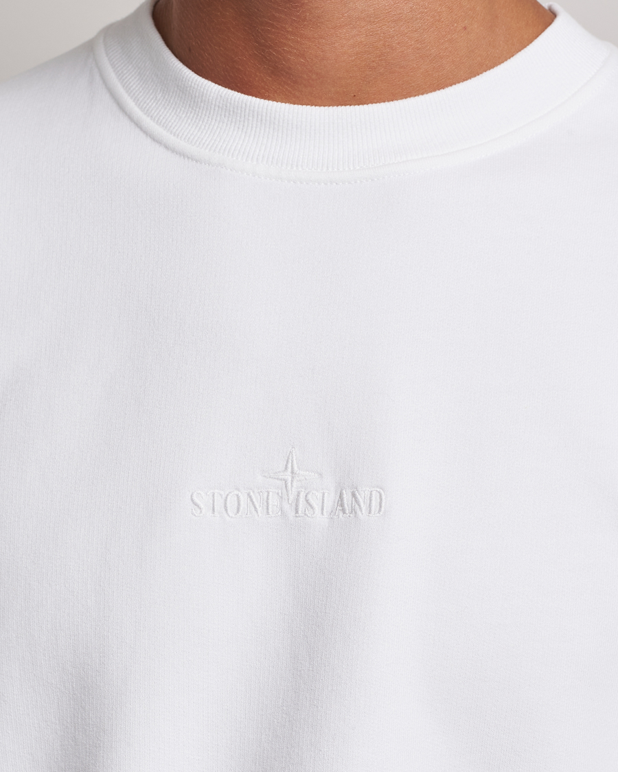Hombres | Jerséis y prendas de punto | Stone Island | Garment Dyed Fleece Logo Sweatshirt White
