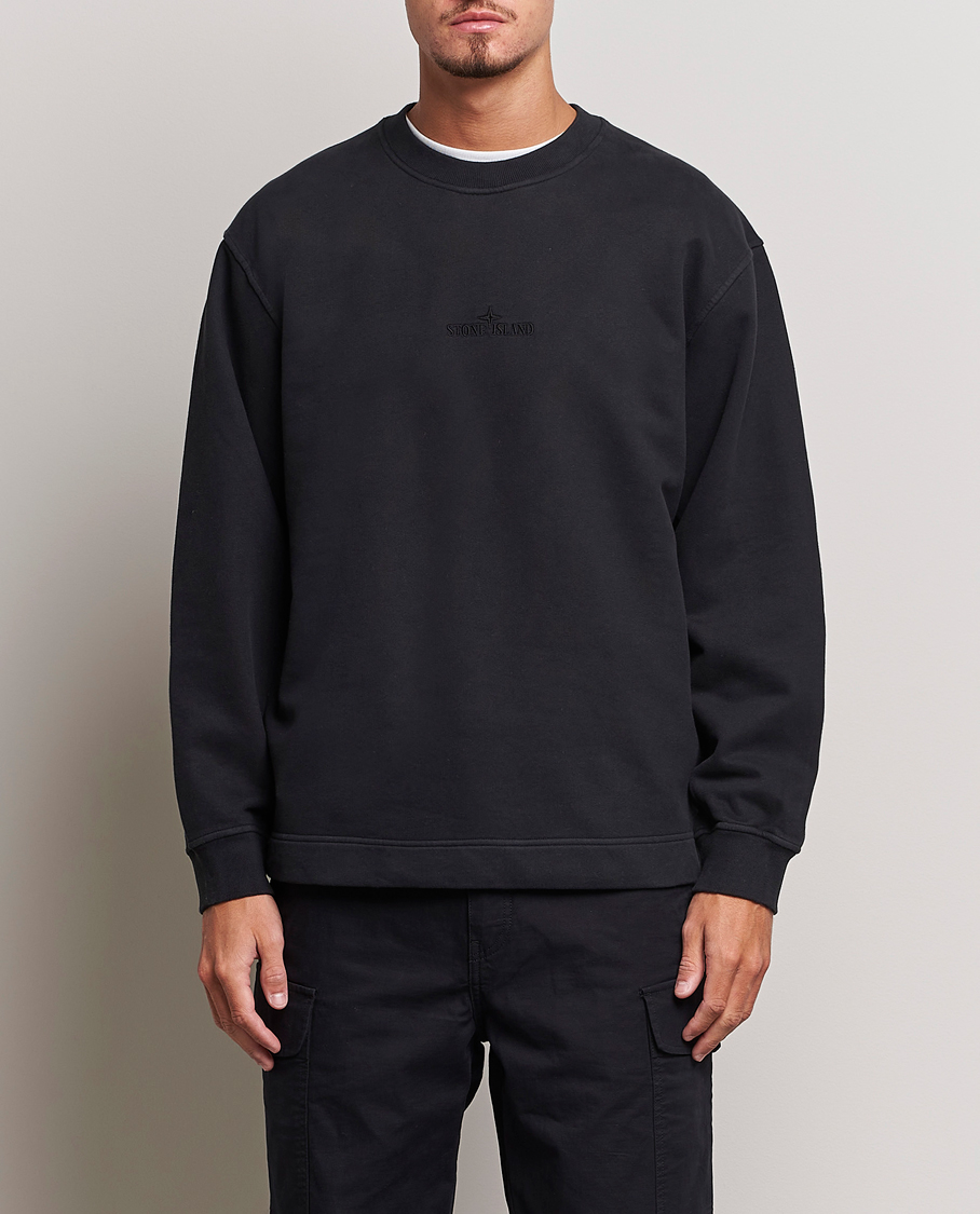 Hombres | Jerséis y prendas de punto | Stone Island | Garment Dyed Fleece Logo Sweatshirt Black