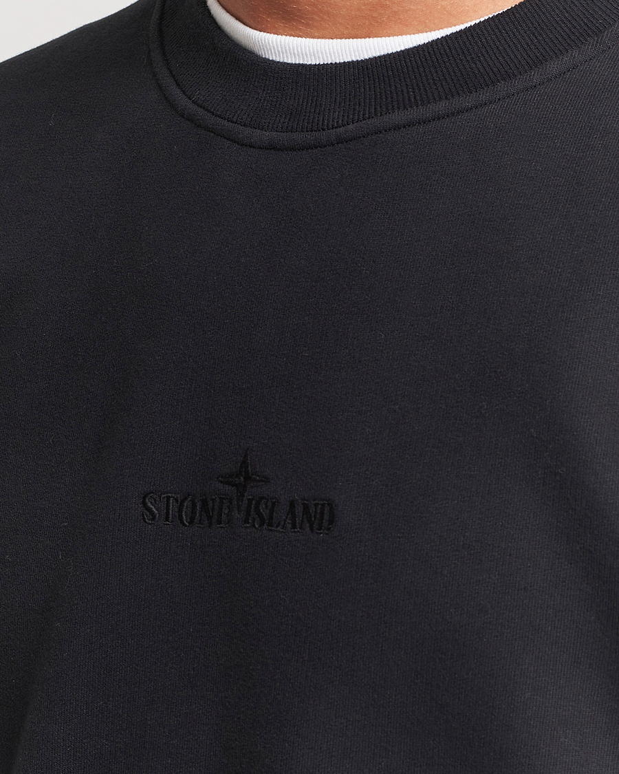 Hombres | Jerséis y prendas de punto | Stone Island | Garment Dyed Fleece Logo Sweatshirt Black