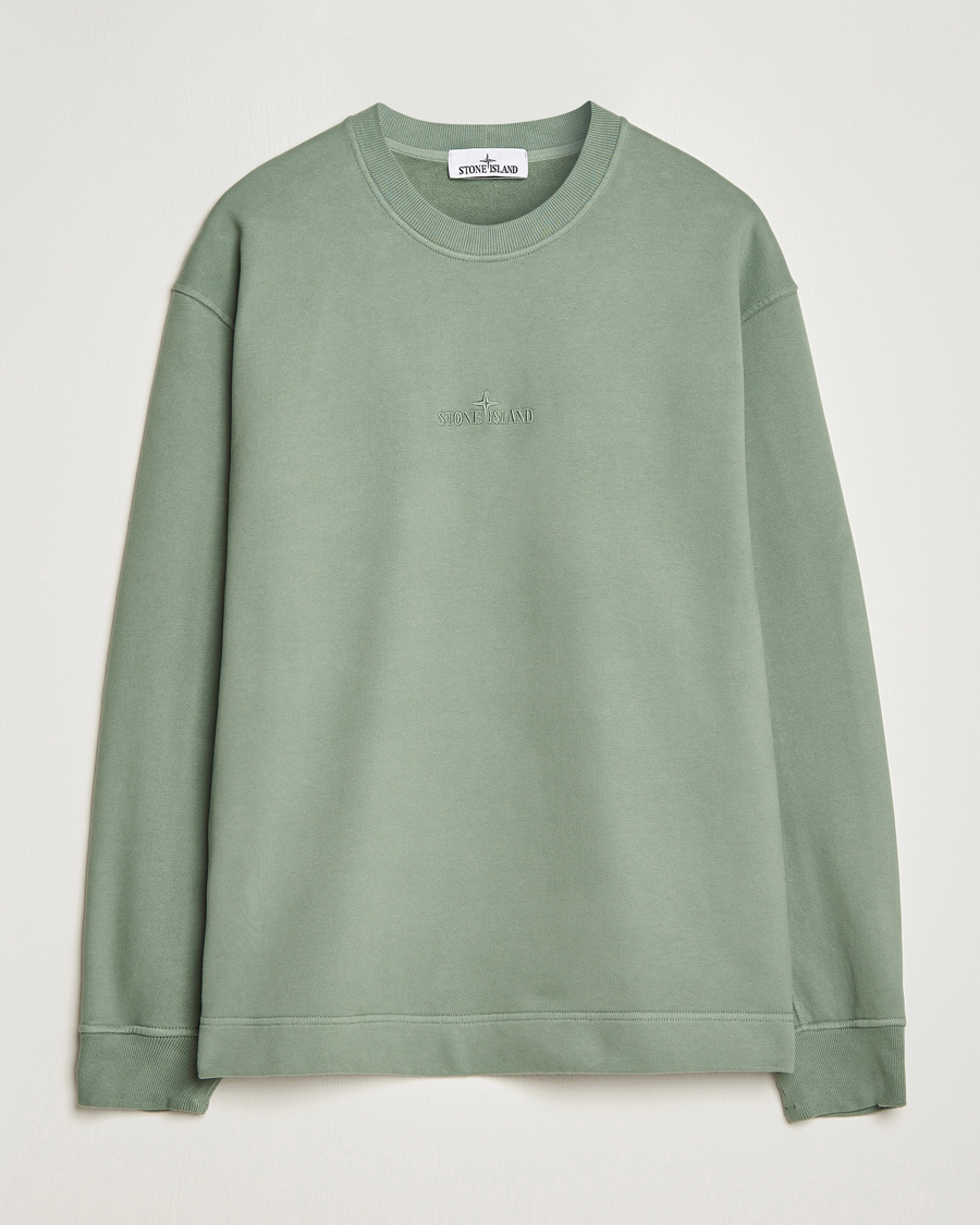 Hombres | Jerséis y prendas de punto | Stone Island | Garment Dyed Fleece Logo Sweatshirt Sage