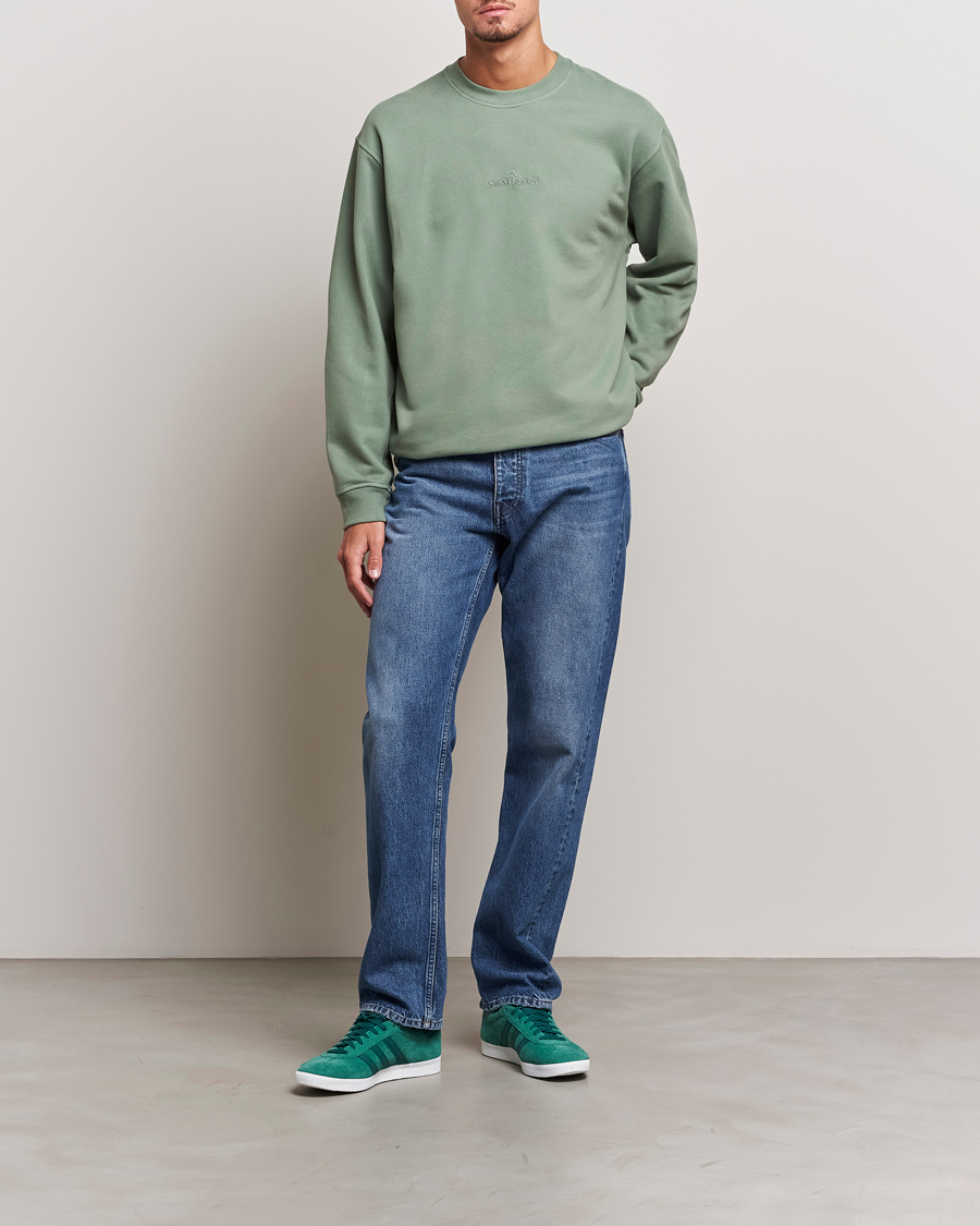 Hombres | Jerséis y prendas de punto | Stone Island | Garment Dyed Fleece Logo Sweatshirt Sage