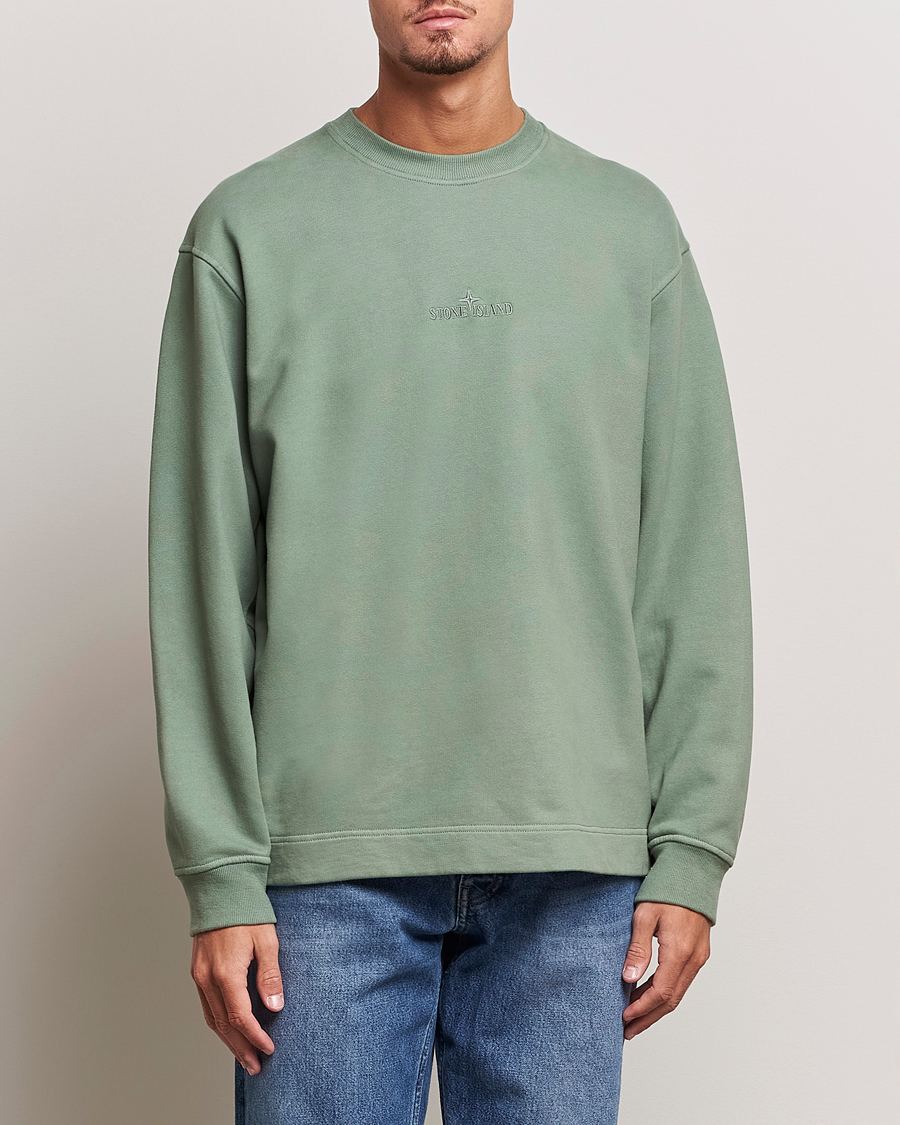 Hombres | Jerséis y prendas de punto | Stone Island | Garment Dyed Fleece Logo Sweatshirt Sage
