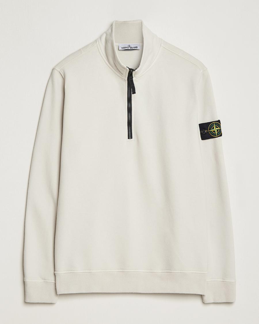 Hombres | Jerséis y prendas de punto | Stone Island | Garment Dyed Fleece Half Zip Plaster