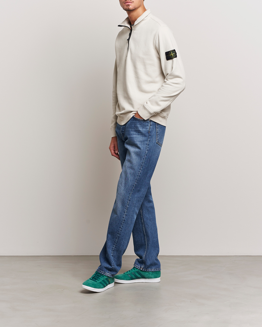 Hombres | Jerséis y prendas de punto | Stone Island | Garment Dyed Fleece Half Zip Plaster