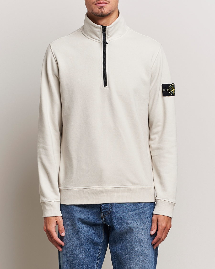 Hombres | Jerséis y prendas de punto | Stone Island | Garment Dyed Fleece Half Zip Plaster