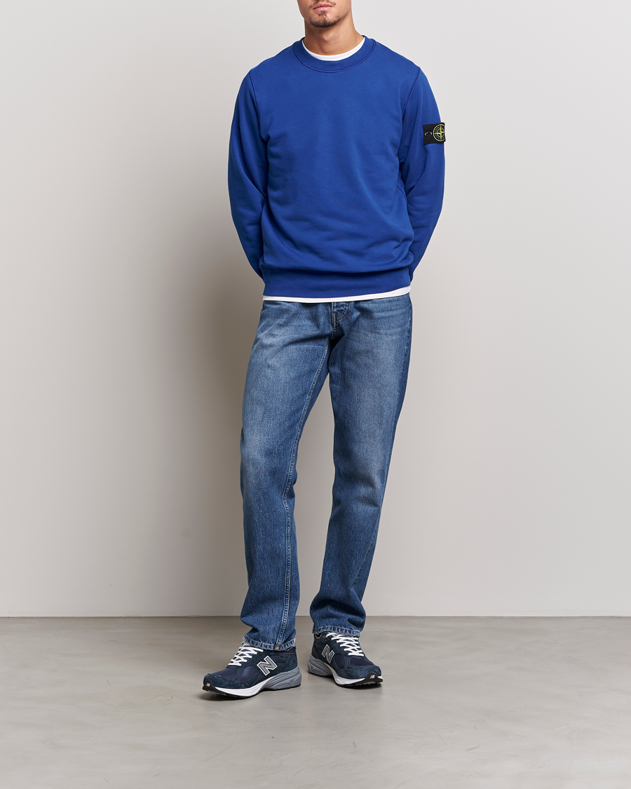 Hombres | Jerséis y prendas de punto | Stone Island | Garment Dyed Fleece Sweatshirt Bright Blue