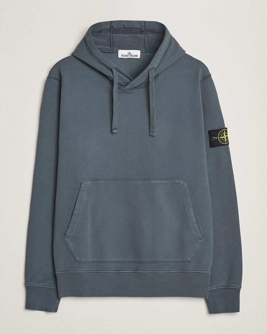 Hombres | Jerséis y prendas de punto | Stone Island | Garment Dyed Fleece Hood Lead Grey