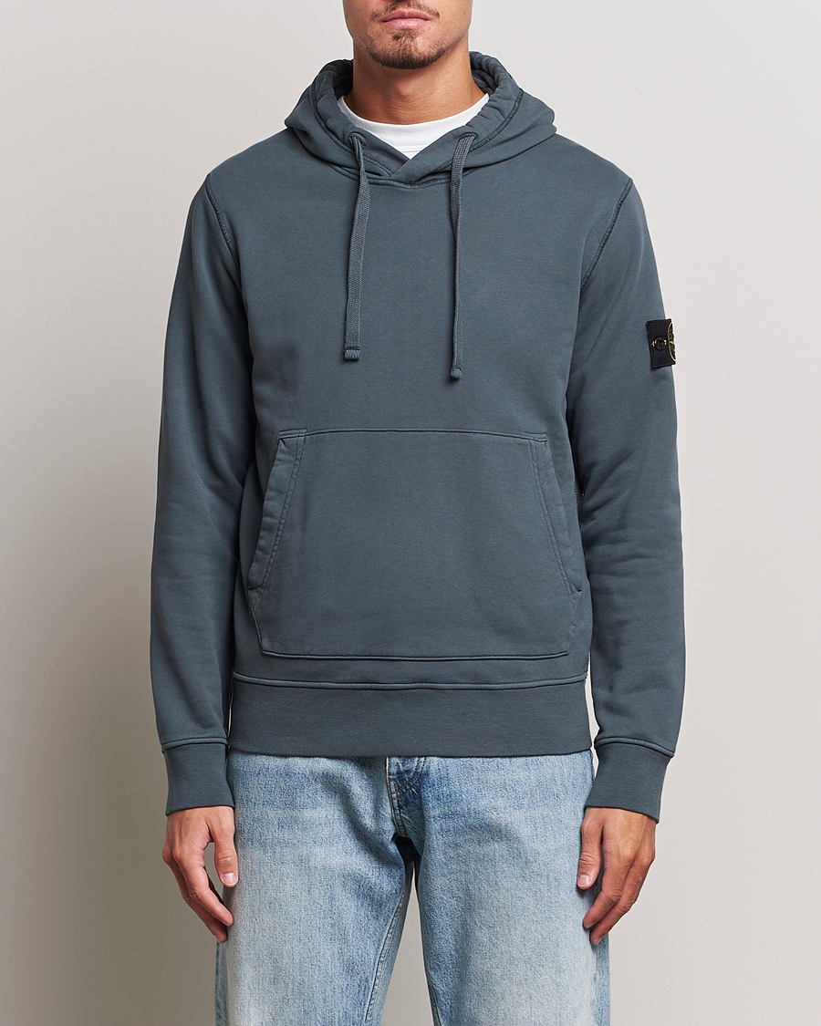 Hombres | Jerséis y prendas de punto | Stone Island | Garment Dyed Fleece Hood Lead Grey