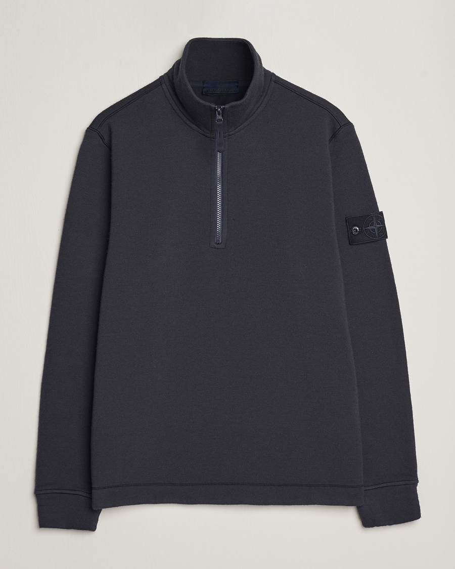 Hombres | Jerséis y prendas de punto | Stone Island | Ghost Piece Wool Fleece Half Zip Navy Blue