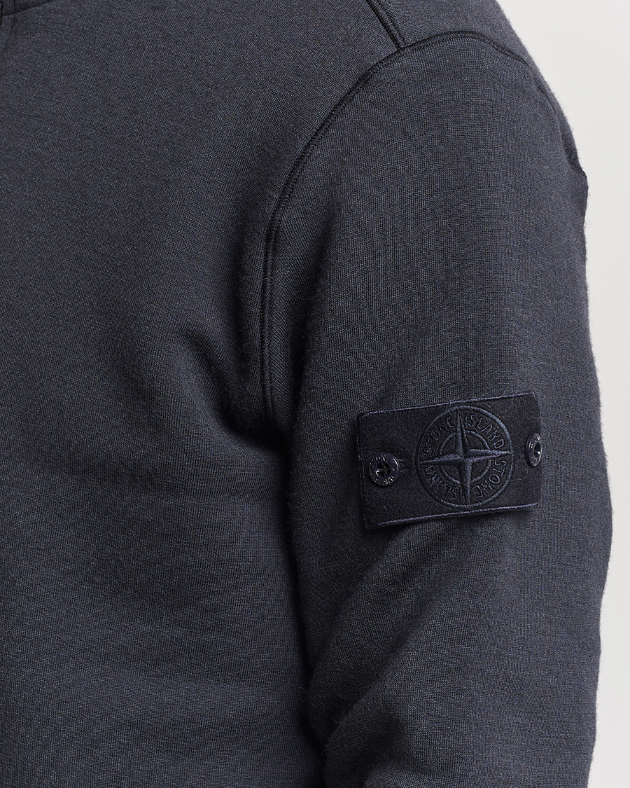 Hombres | Jerséis y prendas de punto | Stone Island | Ghost Piece Wool Fleece Half Zip Navy Blue