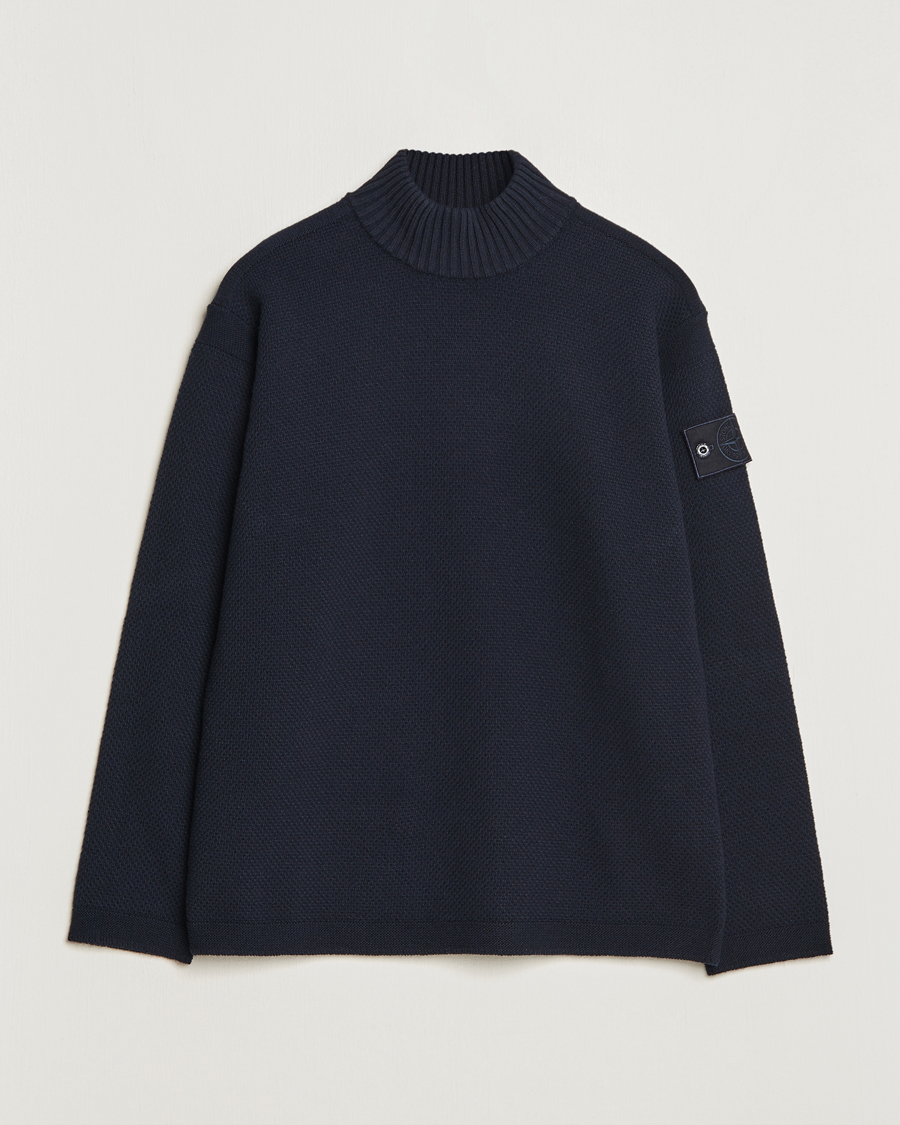 Hombres | Jerséis y prendas de punto | Stone Island | Ghost Piece Geelong Wool Turtleneck Navy Blue