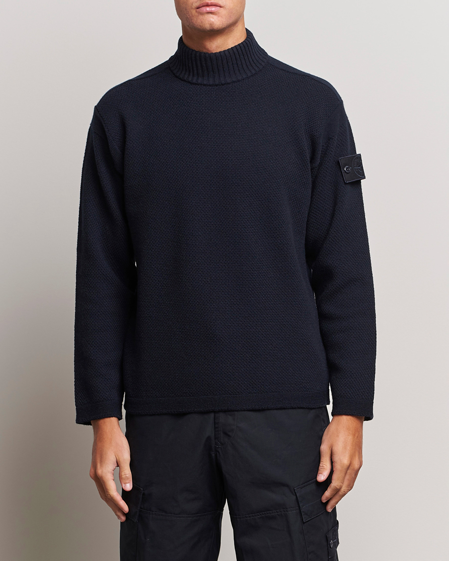 Hombres | Jerséis y prendas de punto | Stone Island | Ghost Piece Geelong Wool Turtleneck Navy Blue