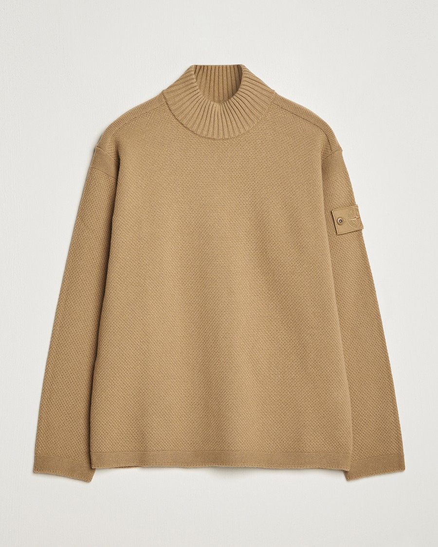 Hombres | Jerséis y prendas de punto | Stone Island | Ghost Piece Geelong Wool Turtleneck Dark Beige