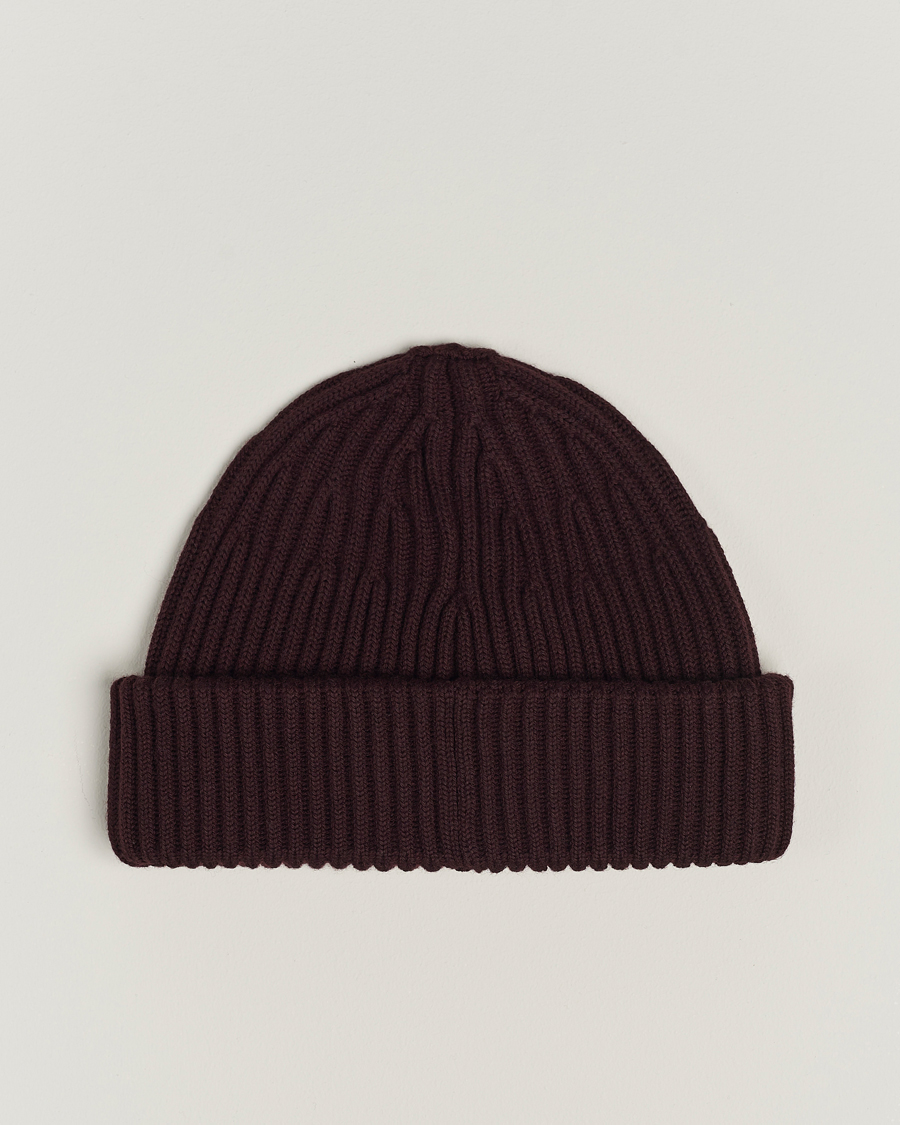 Hombres | Stone Island Full Rib Wool Beanie Dark Burgundy | Stone Island | Full Rib Wool Beanie Dark Burgundy