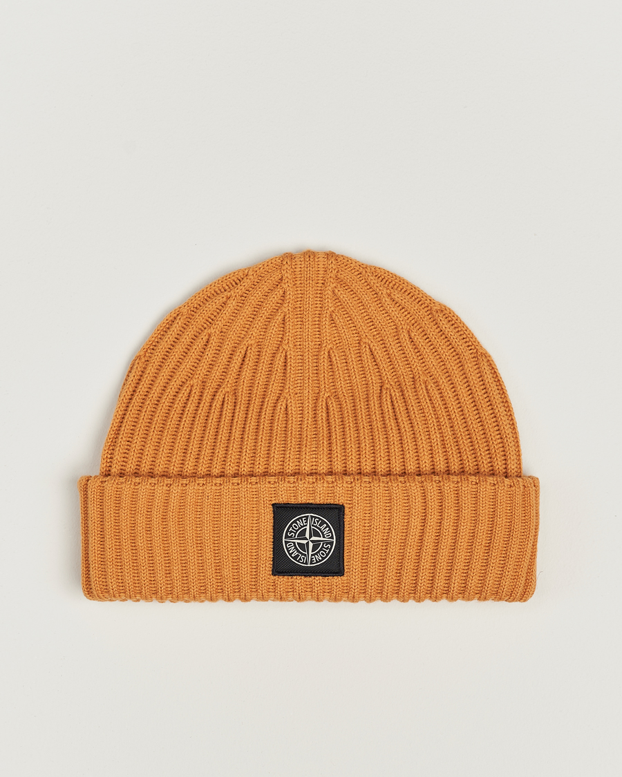 Hombres | Stone Island Full Rib Wool Beanie Rust | Stone Island | Full Rib Wool Beanie Rust