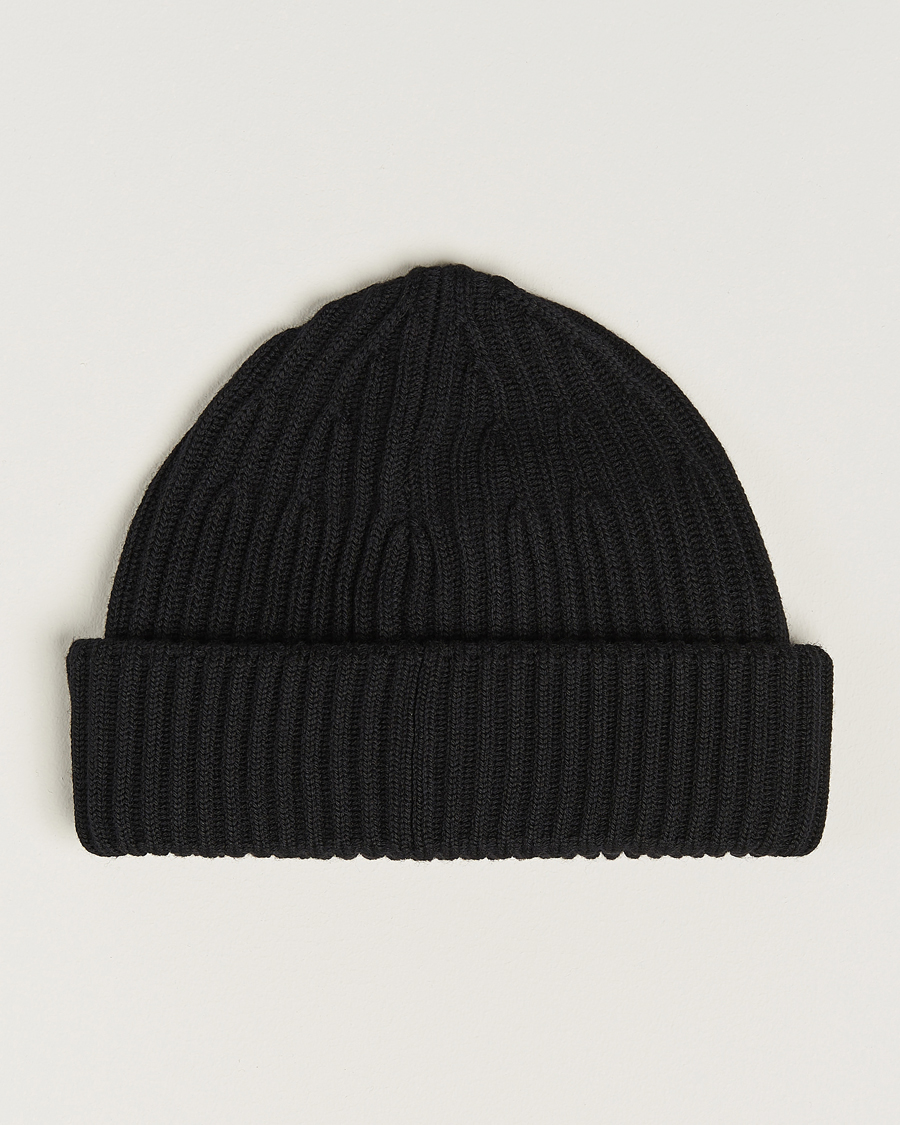 Hombres | Stone Island Full Rib Wool Beanie Black | Stone Island | Full Rib Wool Beanie Black