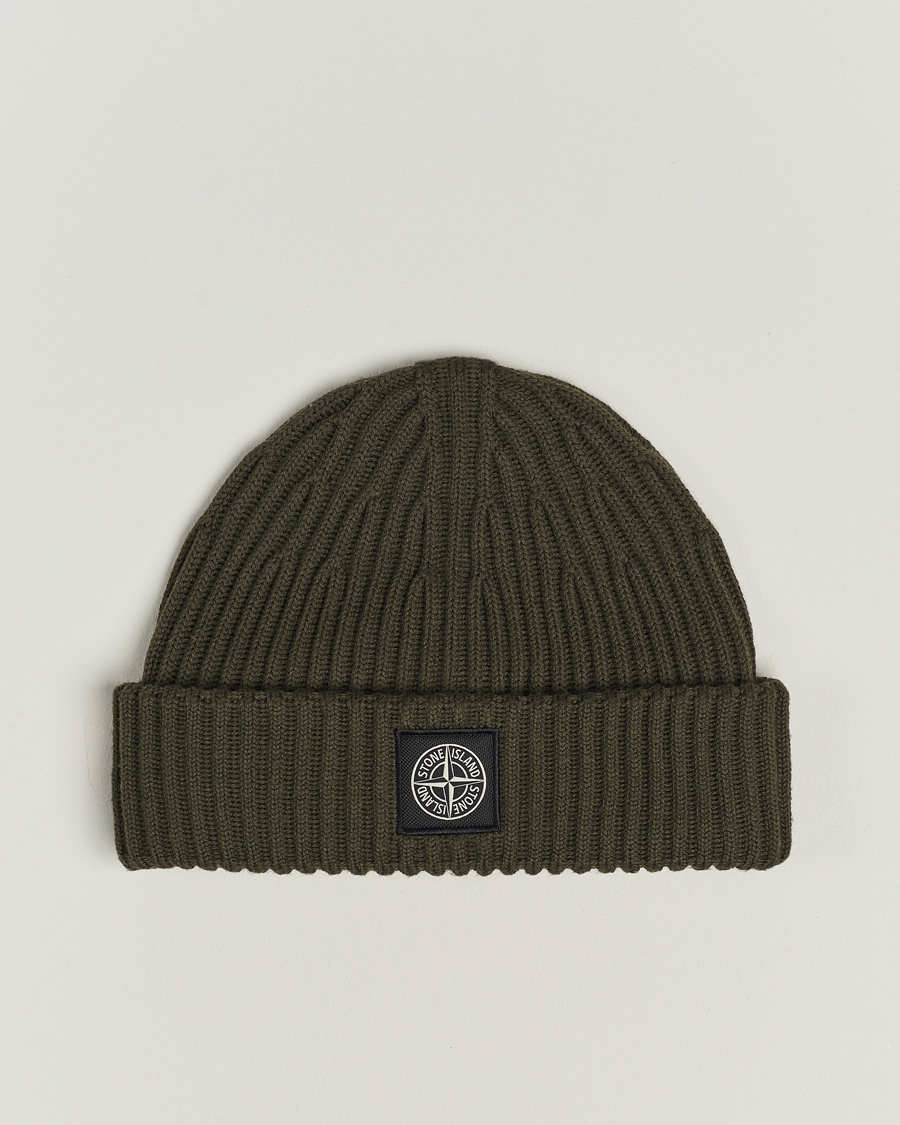 Hombres | Stone Island Full Rib Wool Beanie Olive | Stone Island | Full Rib Wool Beanie Olive