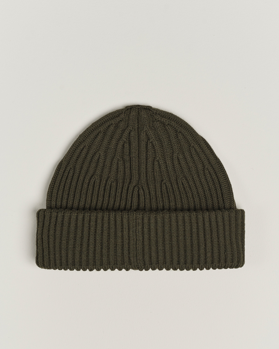 Hombres | Stone Island Full Rib Wool Beanie Olive | Stone Island | Full Rib Wool Beanie Olive