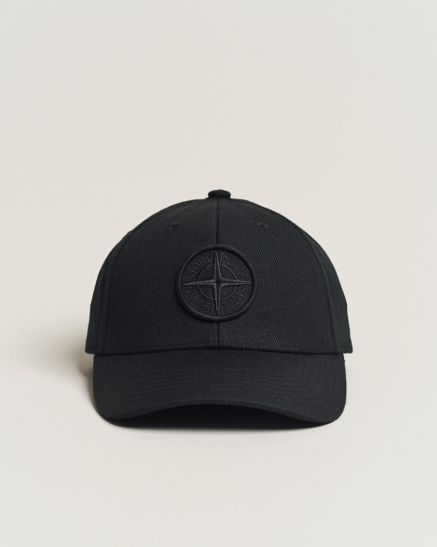 Hombres | Stone Island Mix Wool Gabardine Cap Black | Stone Island | Mix Wool Gabardine Cap Black