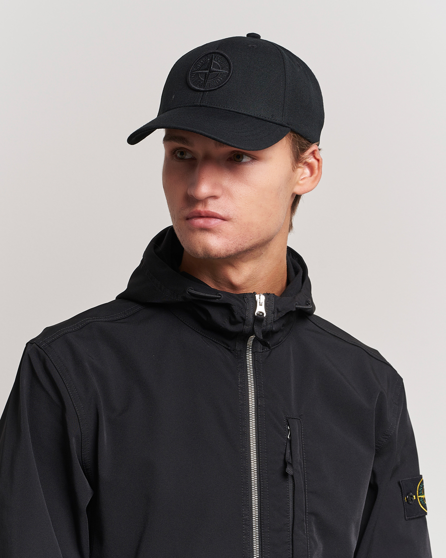 Hombres | Stone Island Mix Wool Gabardine Cap Black | Stone Island | Mix Wool Gabardine Cap Black