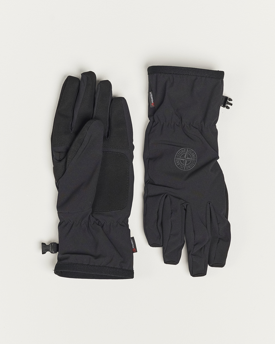 Hombres | Stone Island Soft Shell-R_e Recycled Gloves Black | Stone Island | Soft Shell-R_e Recycled Gloves Black