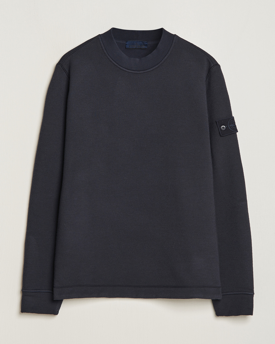 Hombres | Jerséis y prendas de punto | Stone Island | Ghost Piece Wool Fleece Sweater Navy Blue