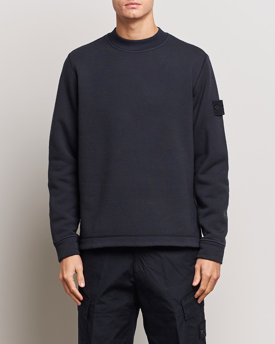 Hombres | Jerséis y prendas de punto | Stone Island | Ghost Piece Wool Fleece Sweater Navy Blue