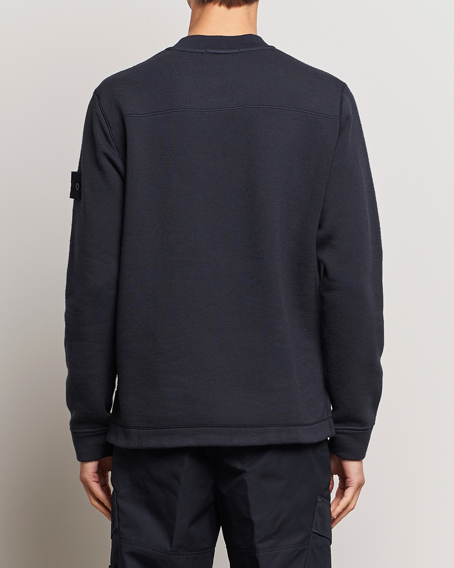 Hombres | Jerséis y prendas de punto | Stone Island | Ghost Piece Wool Fleece Sweater Navy Blue