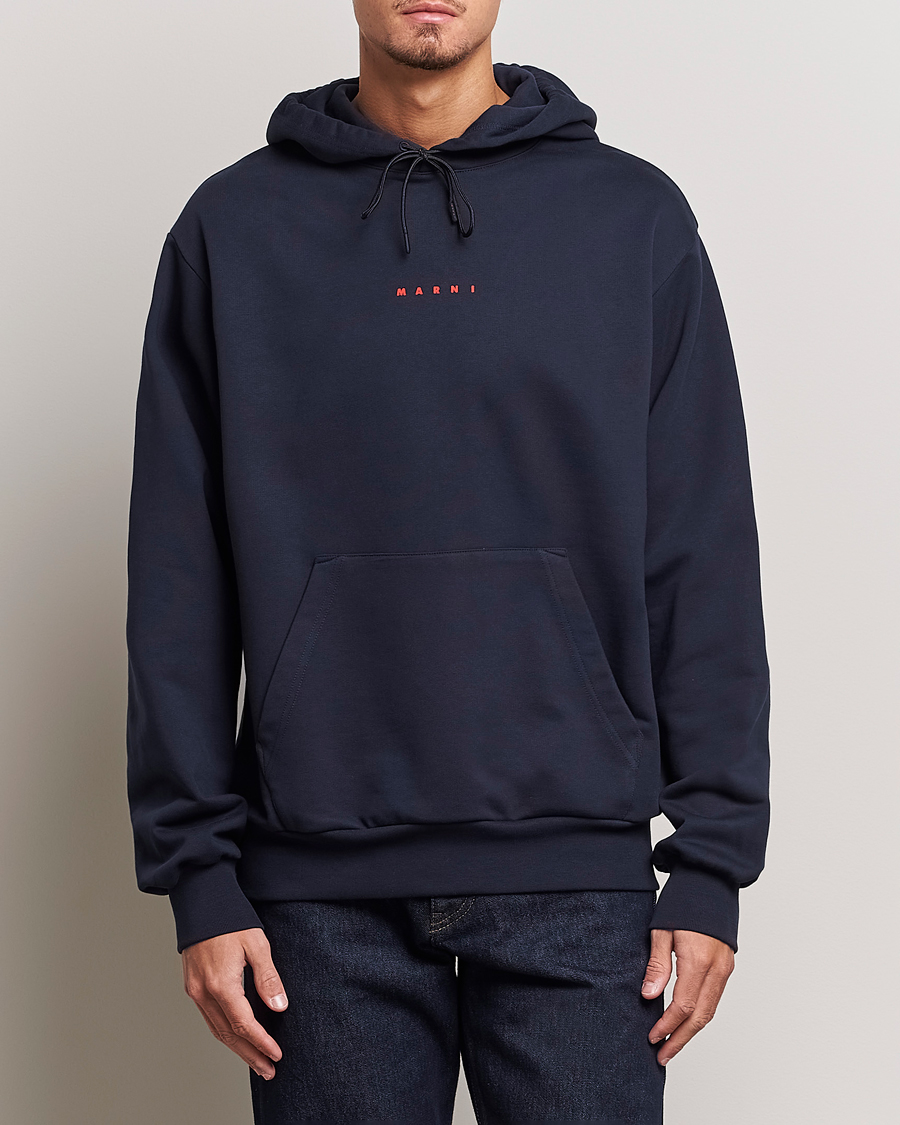 Hombres | Jerséis y prendas de punto | Marni | Logo Applied Hoodie Navy