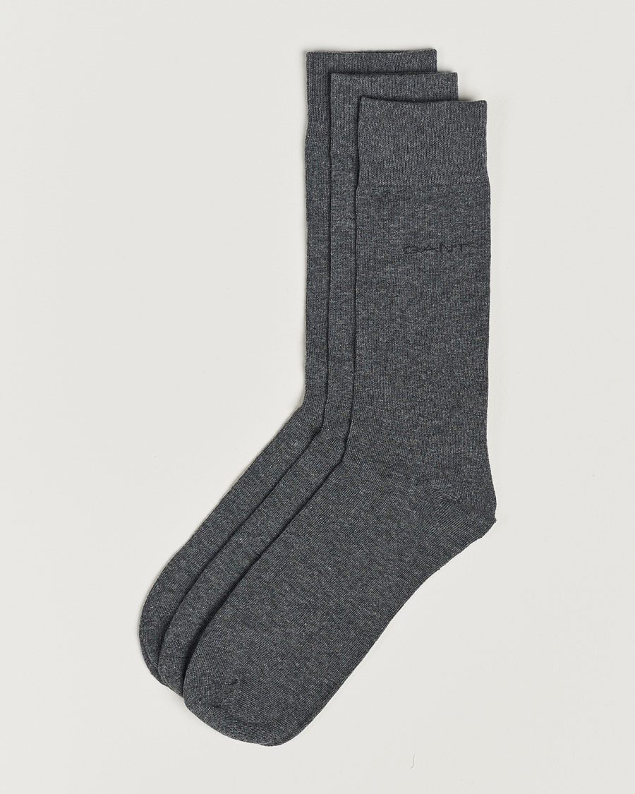 Hombres | Ropa interior y calcetines | Gant | 3-Pack Cotton Socks Charcoal Melange