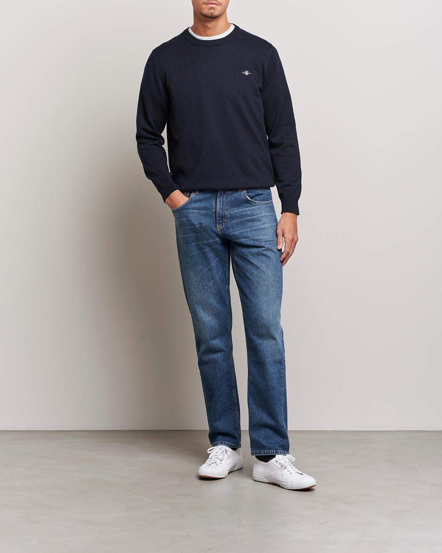 Hombres | Jerséis y prendas de punto | Gant | Classic Cotton Crew Neck Evening Blue