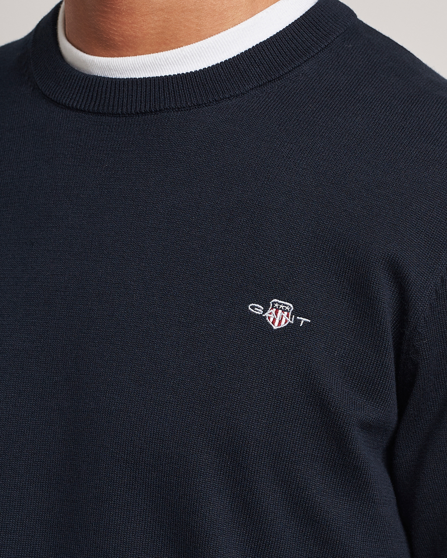 Hombres | Jerséis y prendas de punto | Gant | Classic Cotton Crew Neck Evening Blue