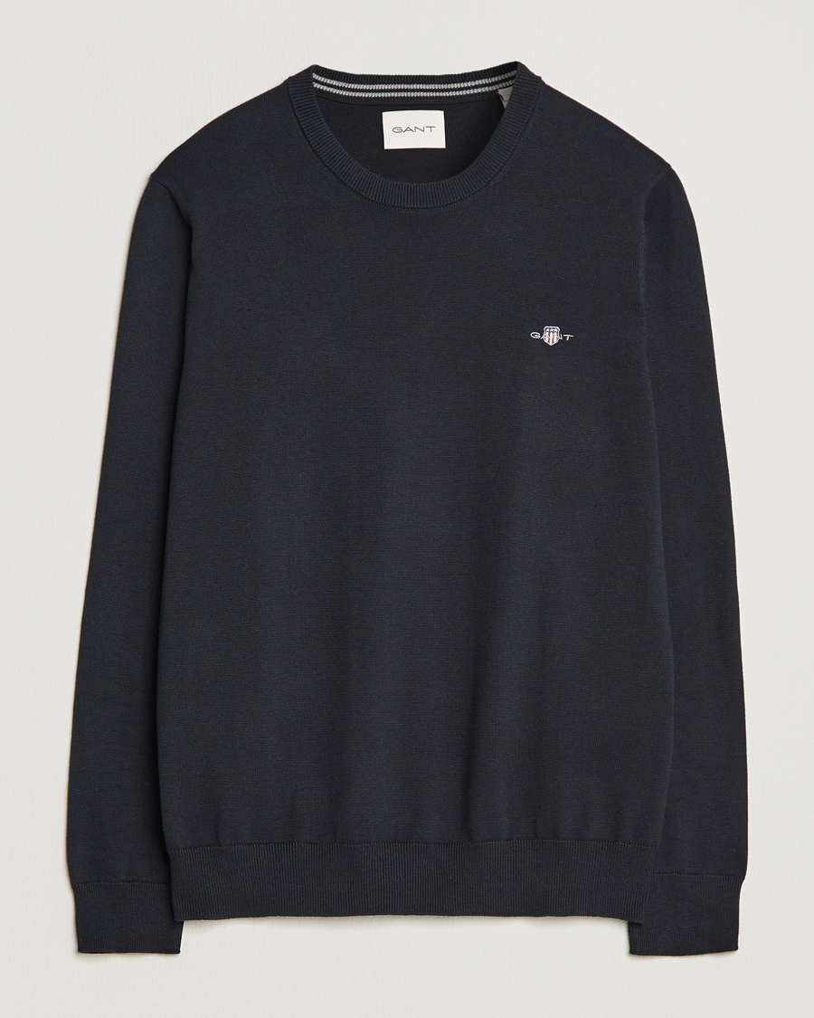 Hombres | Jerséis y prendas de punto | Gant | Classic Cotton Crew Neck Black