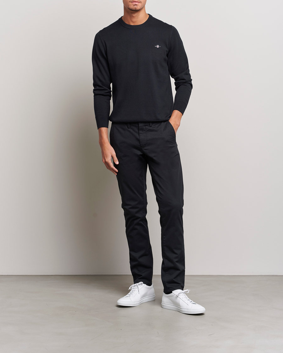 Hombres | Jerséis y prendas de punto | Gant | Classic Cotton Crew Neck Black