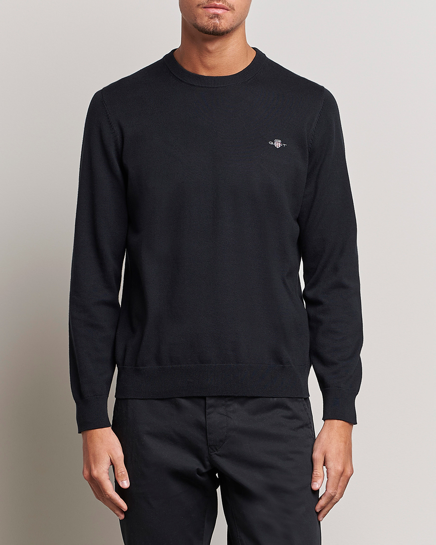 Hombres | Jerséis y prendas de punto | Gant | Classic Cotton Crew Neck Black
