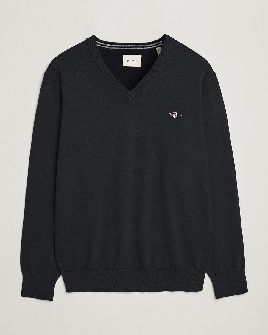 Hombres | Jerséis y prendas de punto | Gant | Classic Cotton V-Neck Black