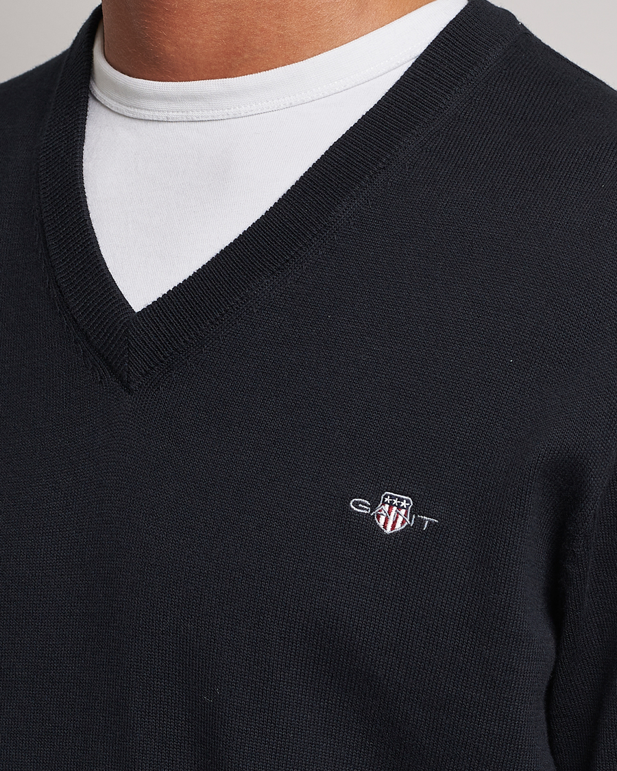 Hombres | Jerséis y prendas de punto | Gant | Classic Cotton V-Neck Black