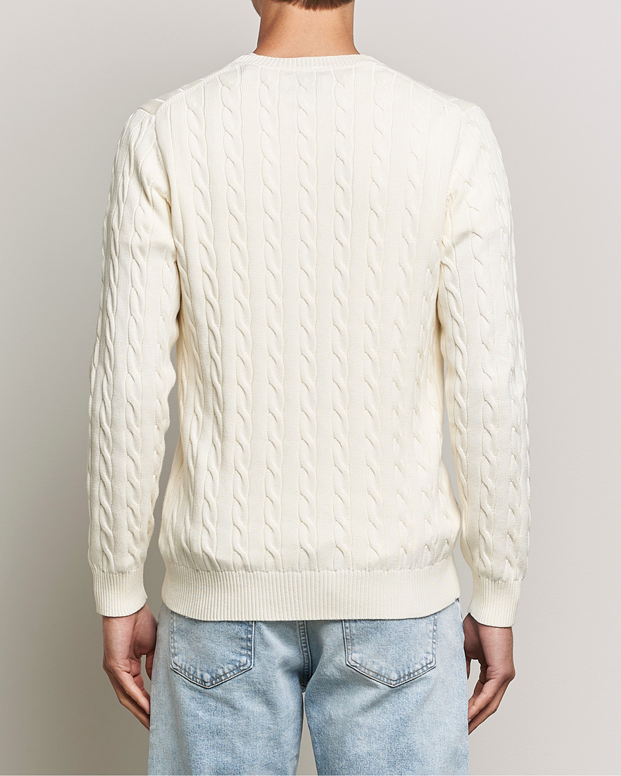 Hombres | Jerséis y prendas de punto | Gant | Cotton Cable Crew Neck Cream