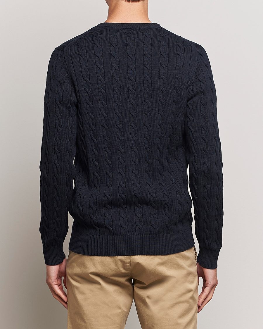Hombres | Jerséis y prendas de punto | Gant | Cotton Cable Crew Neck Evening Blue
