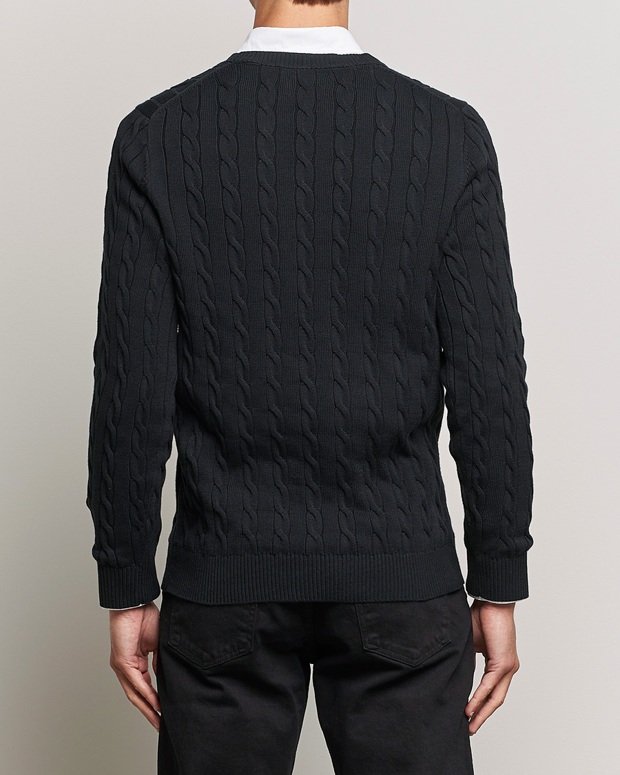 Hombres | Jerséis y prendas de punto | Gant | Cotton Cable Crew Neck Black