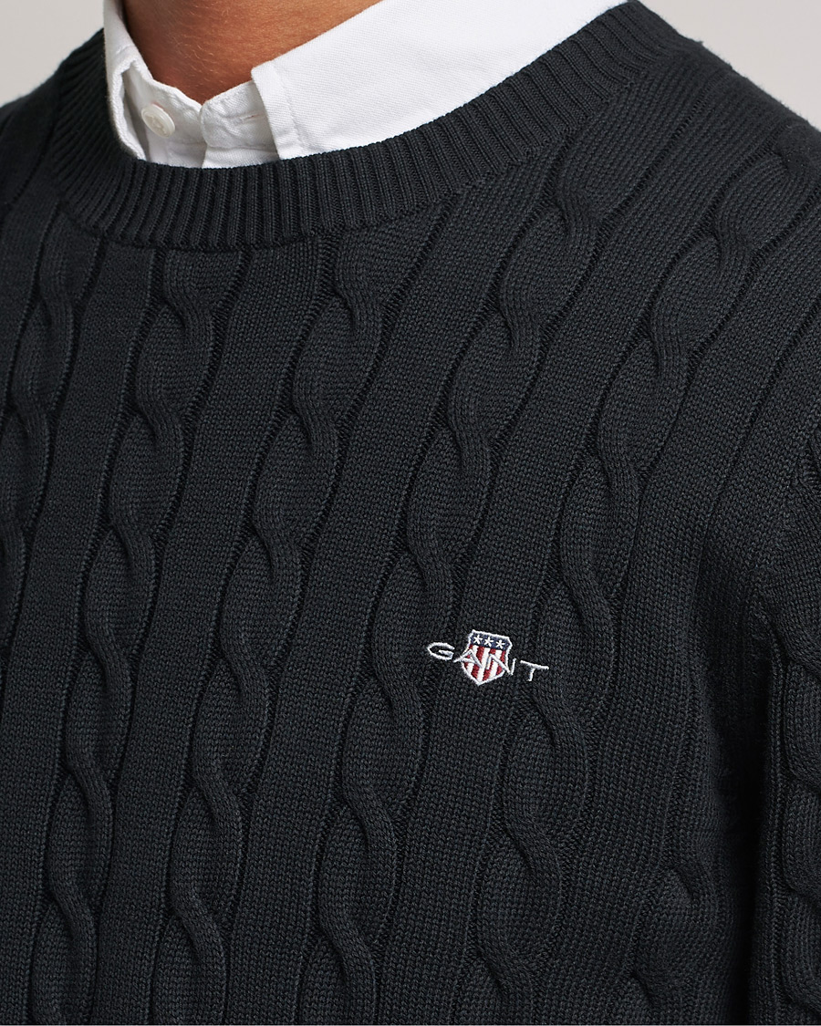 Hombres | Jerséis y prendas de punto | Gant | Cotton Cable Crew Neck Black