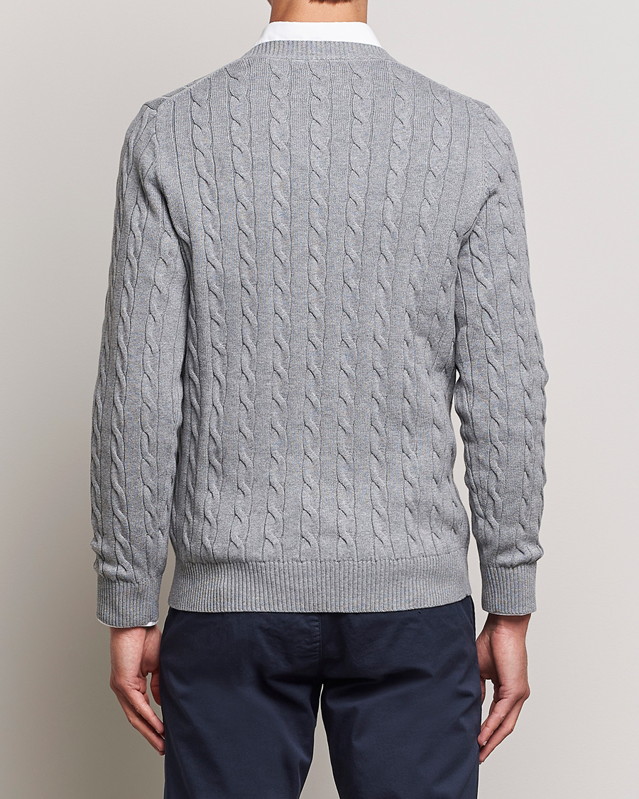 Hombres | Jerséis y prendas de punto | Gant | Cotton Cable Crew Neck Grey Melange