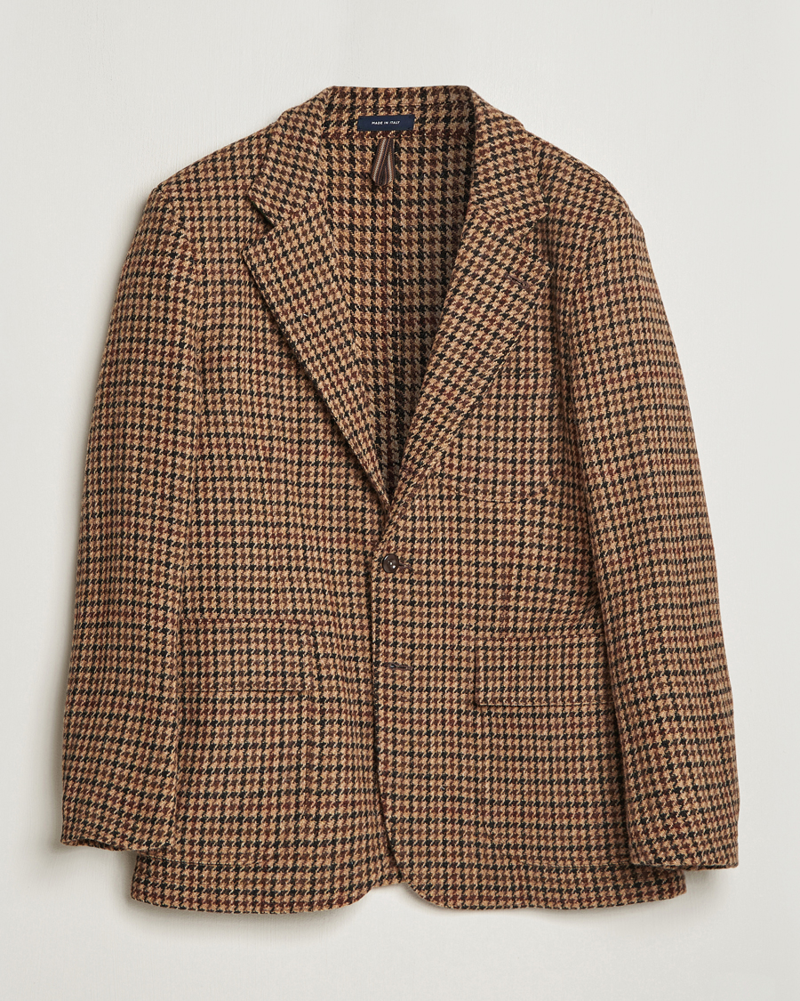 Hombres | Blazers | Drake's | MKVII Harris Tweed Games Houndstooth Blazer Brown