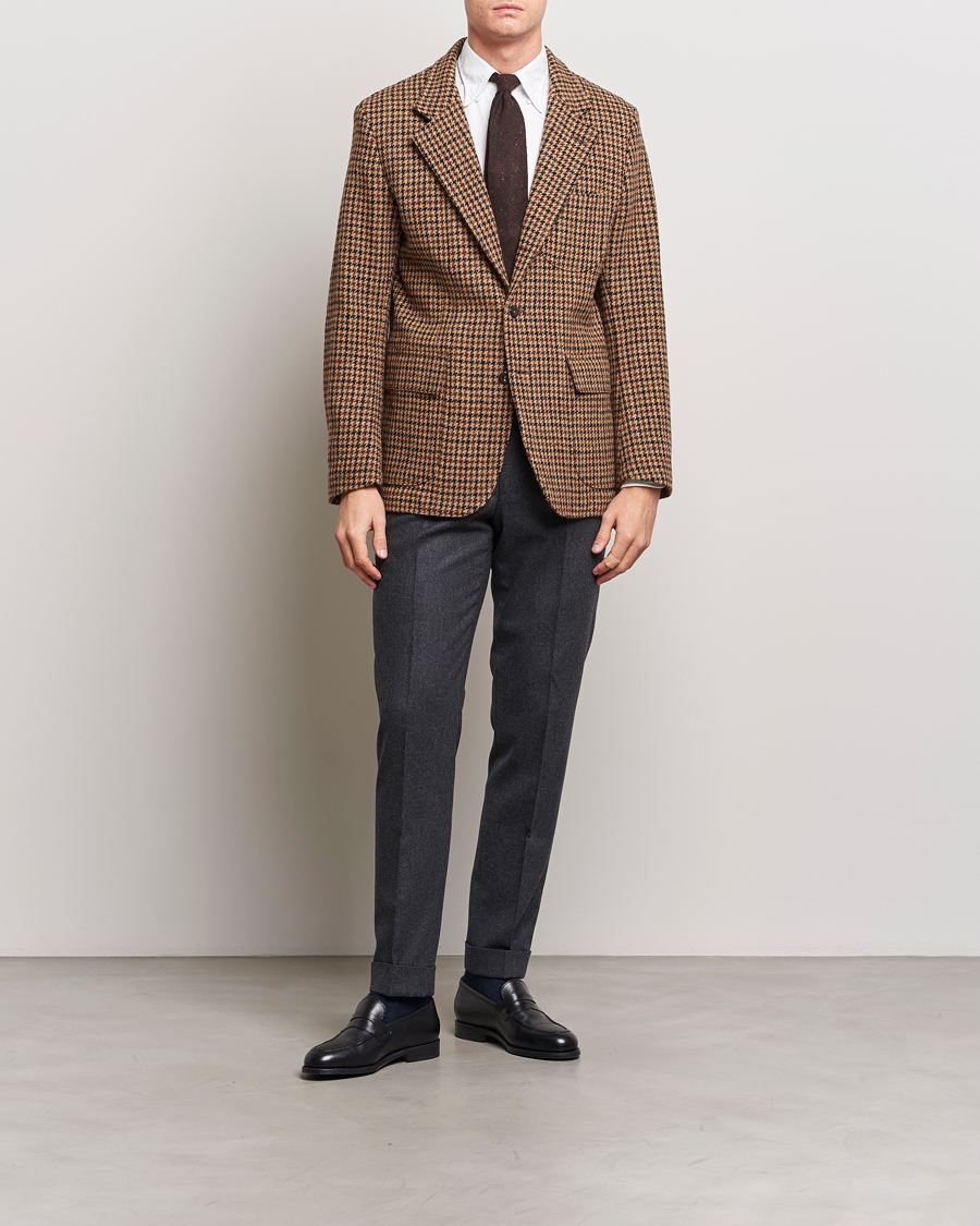 Hombres | Blazers | Drake's | MKVII Harris Tweed Games Houndstooth Blazer Brown