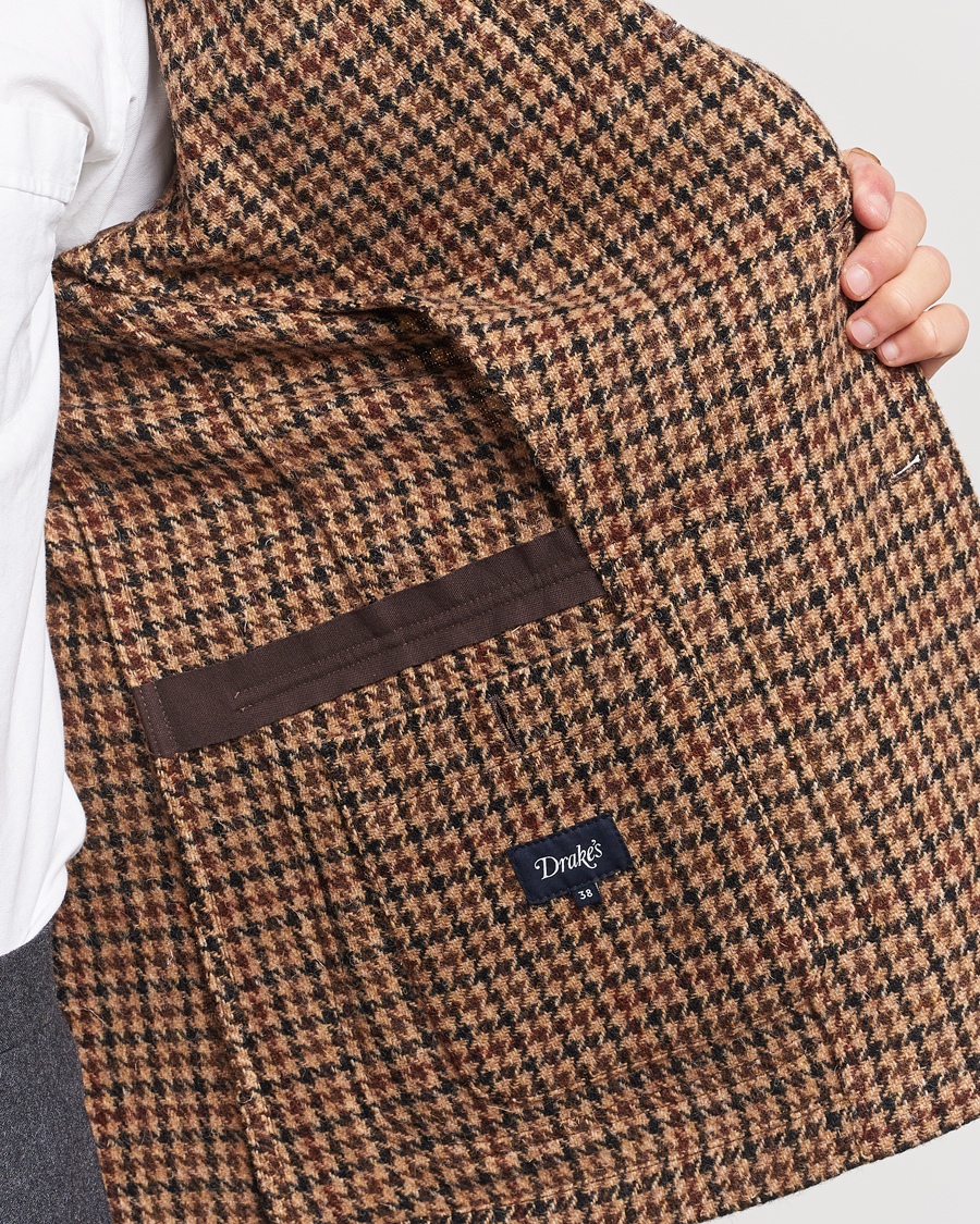 Hombres | Blazers | Drake's | MKVII Harris Tweed Games Houndstooth Blazer Brown
