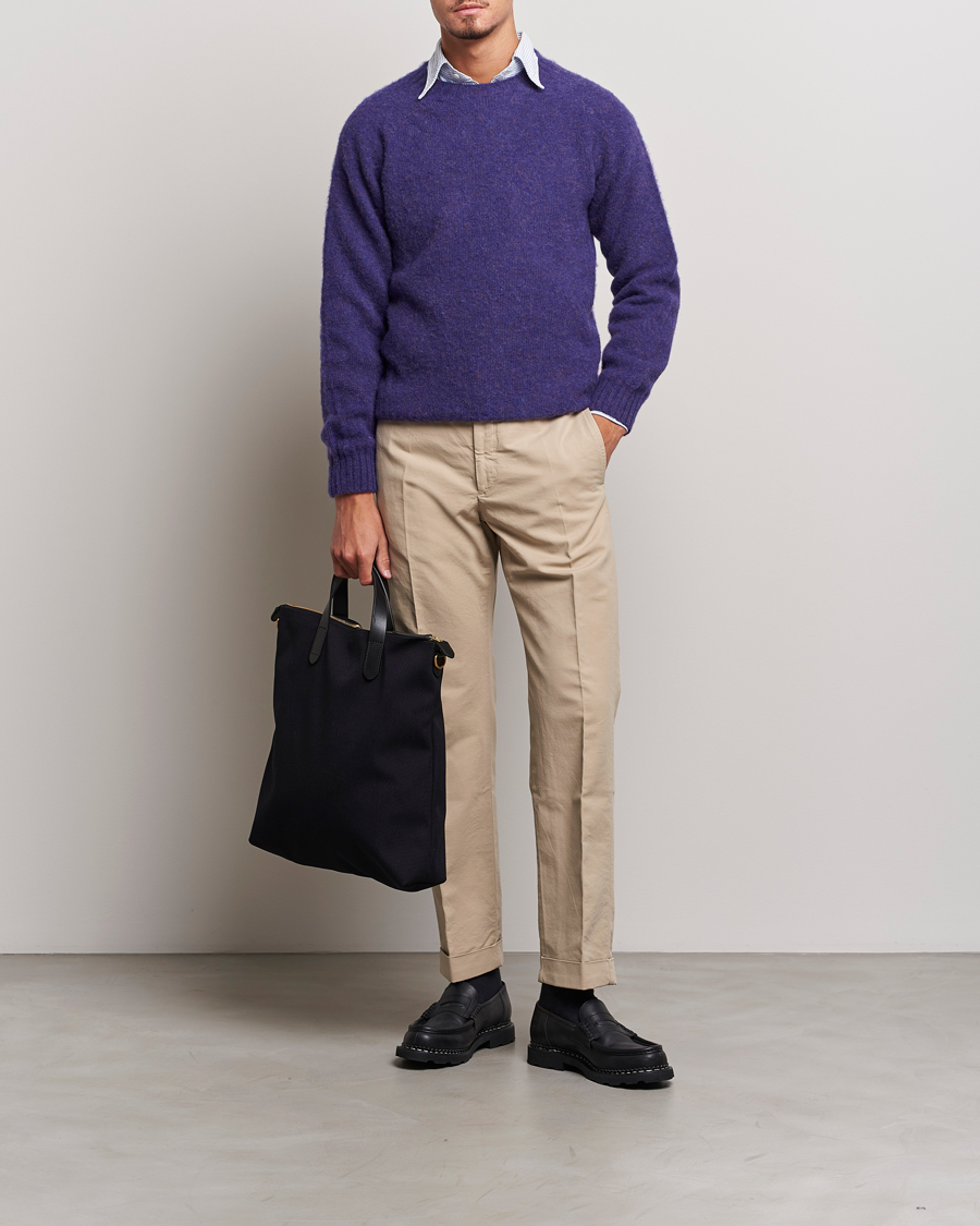 Hombres | Jerséis y prendas de punto | Drake's | Brushed Shetland Crew Purple