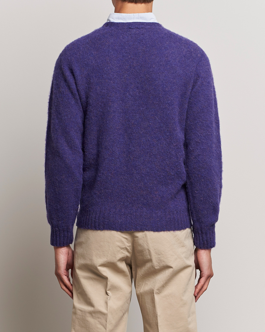 Hombres | Jerséis y prendas de punto | Drake's | Brushed Shetland Crew Purple