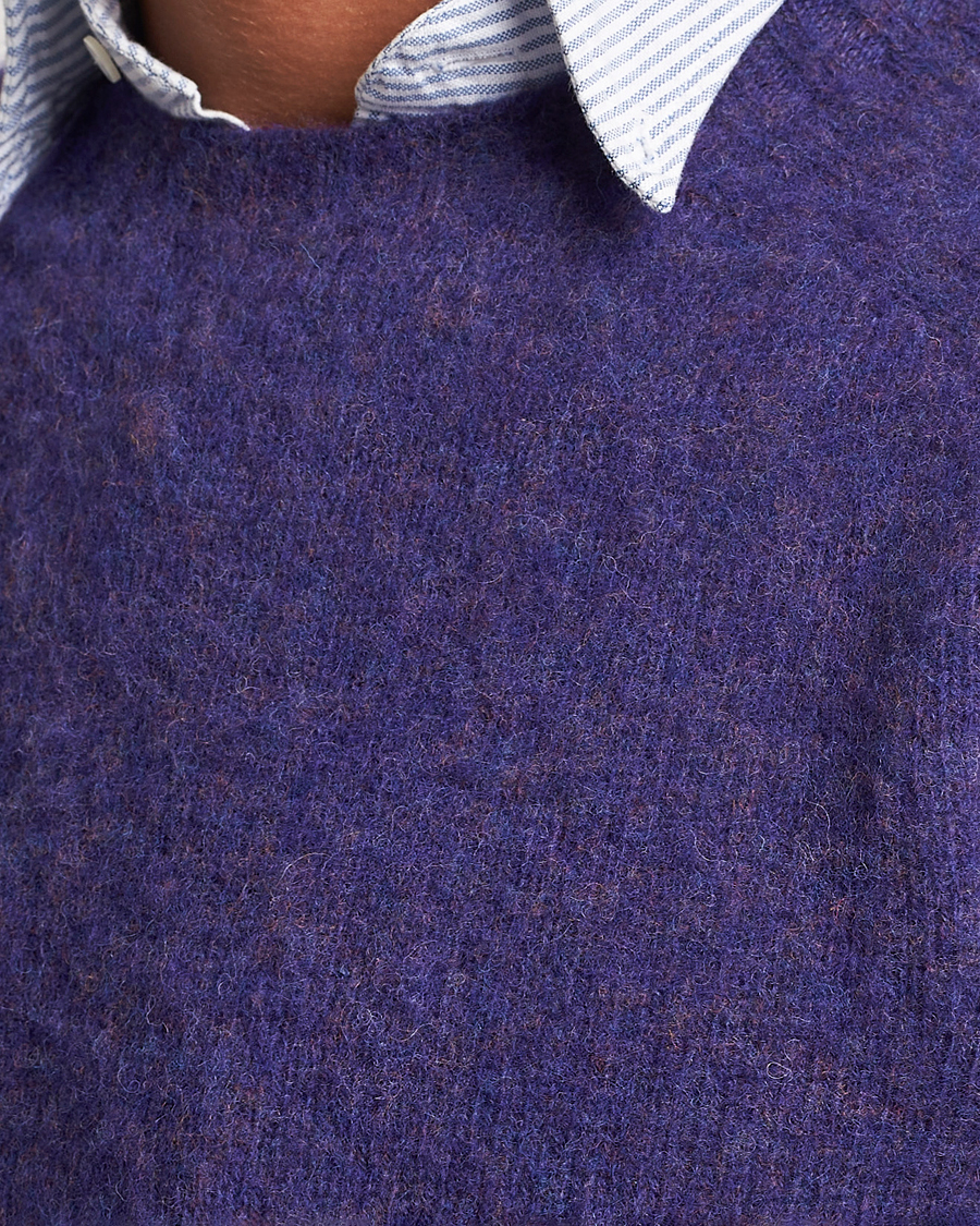 Hombres | Jerséis y prendas de punto | Drake's | Brushed Shetland Crew Purple