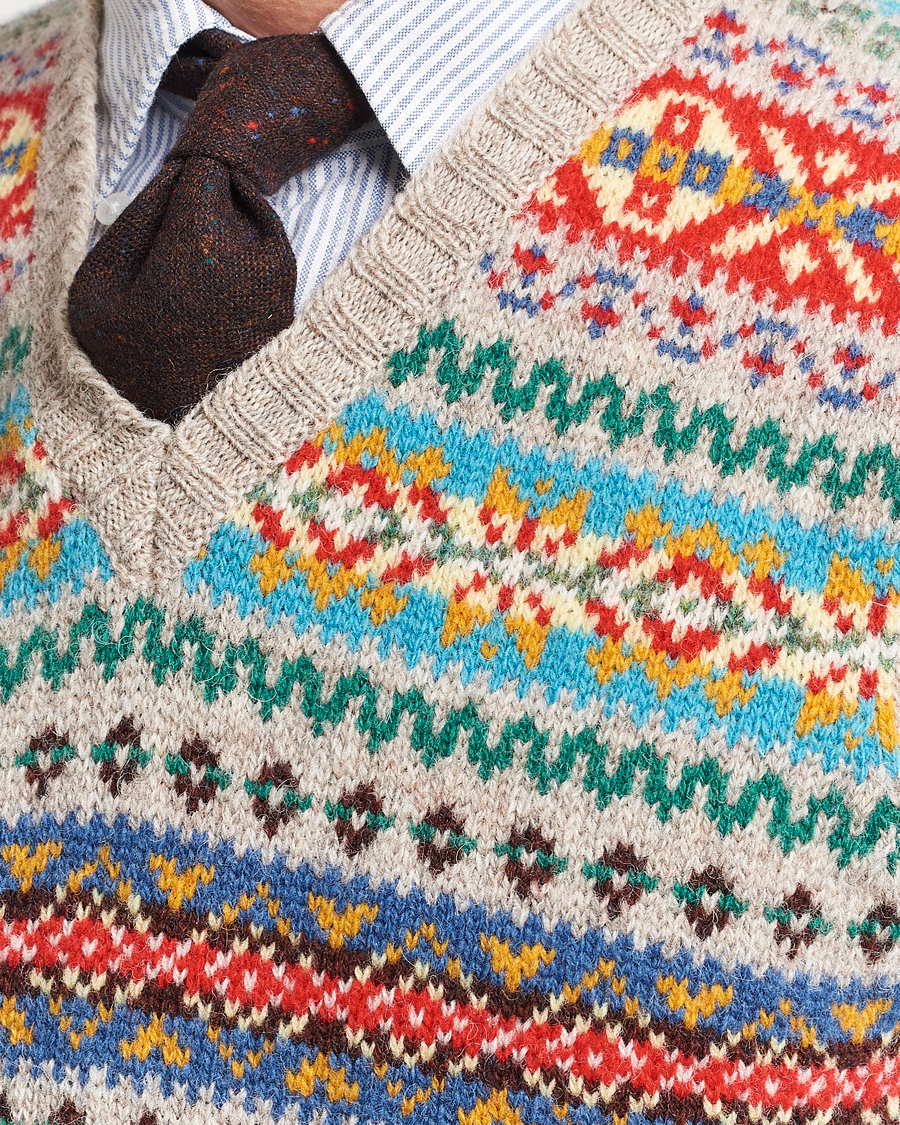 Hombres | Jerséis y prendas de punto | Drake's | Fairisle Print Wool Vest Multi